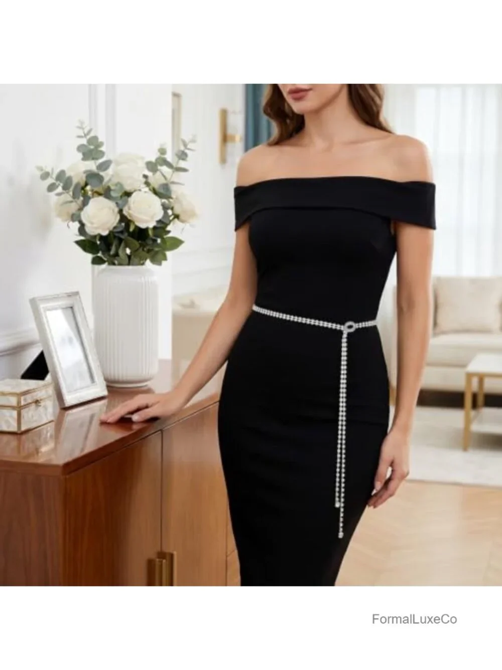 Rhinestone Chain Belt Crystal Waist Chain Glitter Chain Belt for Women Wedding